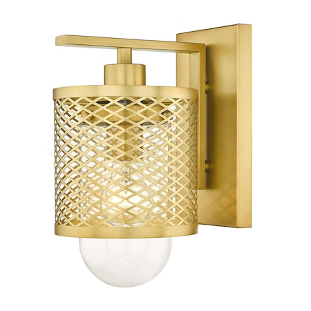 Z-Lite Kipton 1 Light Wall Sconce, Rubbed Brass & Clear 3037-1S-RB